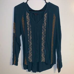 Teal American Eagle Bohemian Top